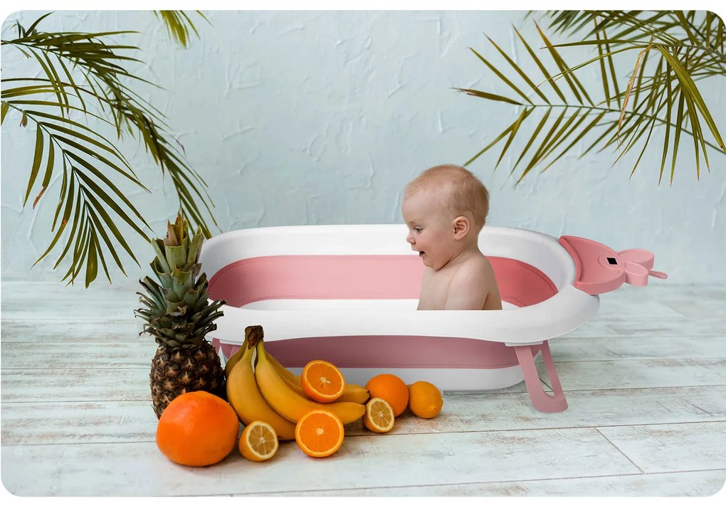 Ricokids Detská vanička s teplomerom RK-282 biela a ružová