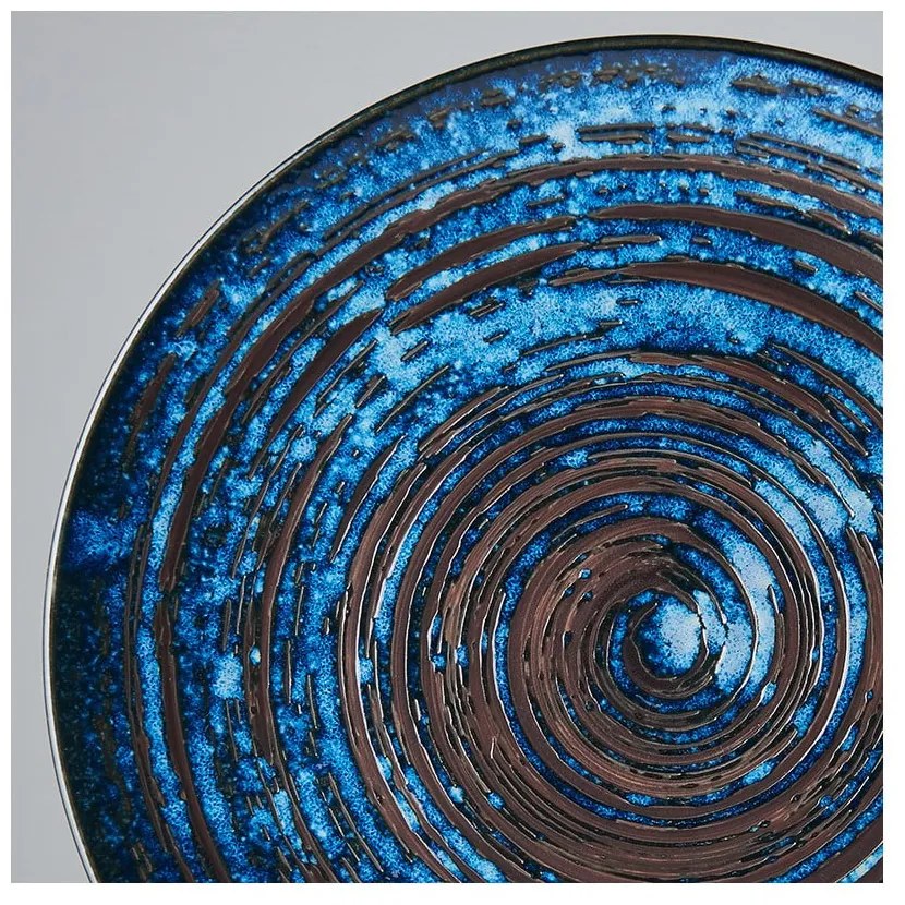 Modrý keramický tanier Mij Copper Swirl, ø 29 cm