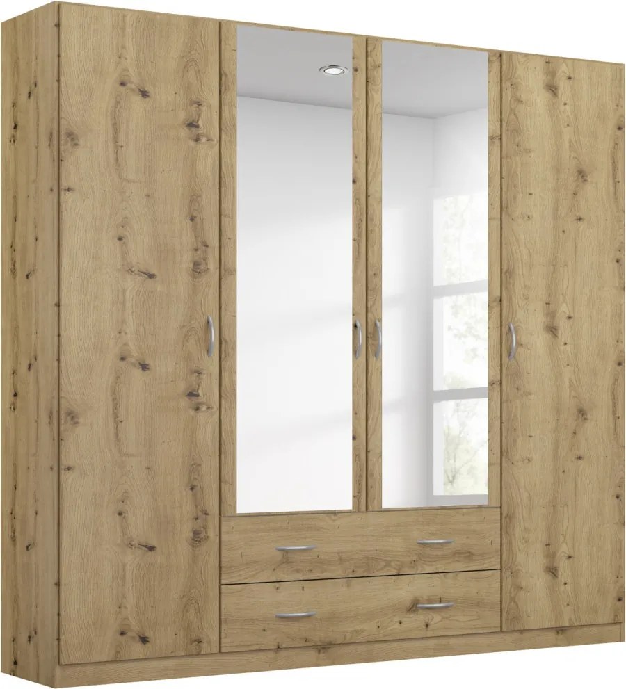 Šatníková skriňa so zrkadlom Case, 181 cm, dub artisan