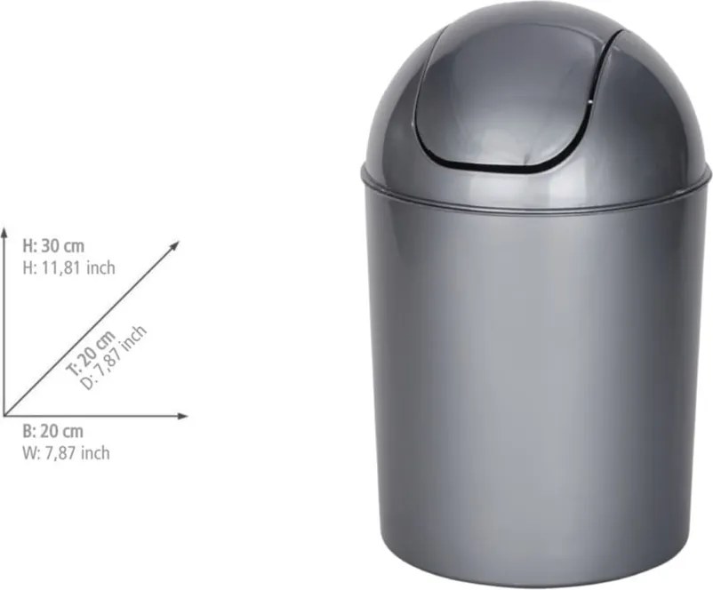 Sivý plastový odpadkový kôš 6 l Economic – Wenko