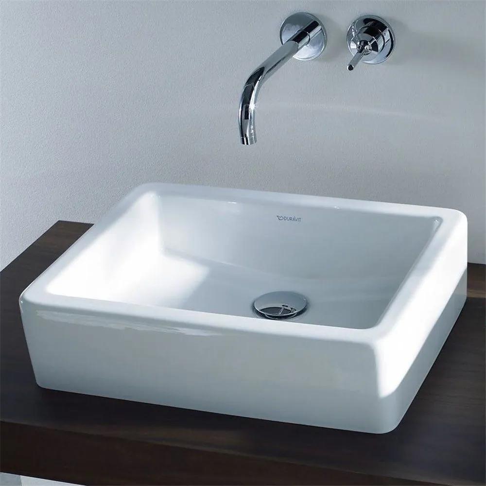 DURAVIT Vero obdĺžniková umývadlová misa bez otvoru, bez prepadu, 500 x 380 mm, biela, s povrchom WonderGliss, 04555000001