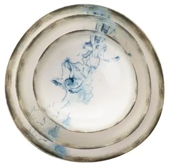 24-dielna jedálenská súprava, biela/modrá, porcelán