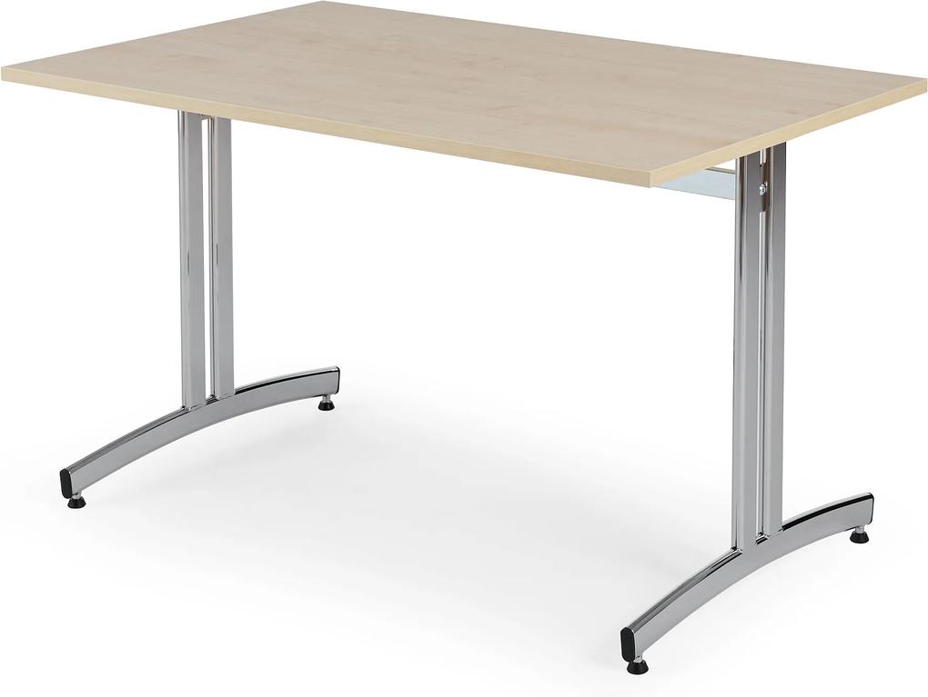 Jedálenský stôl Sanna, 1200x800 mm, breza / chróm