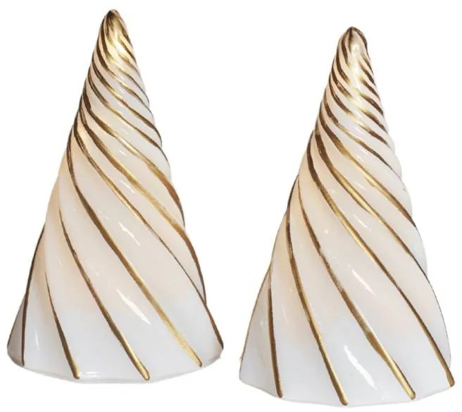 SIRIUS LED svetelný stromček, sklenený, sada 2 ks, biely, 11 cm