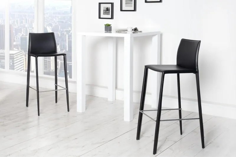 IIG -  Moderná dizajnová barová stolička MILANO čierna s opierkou na nohy