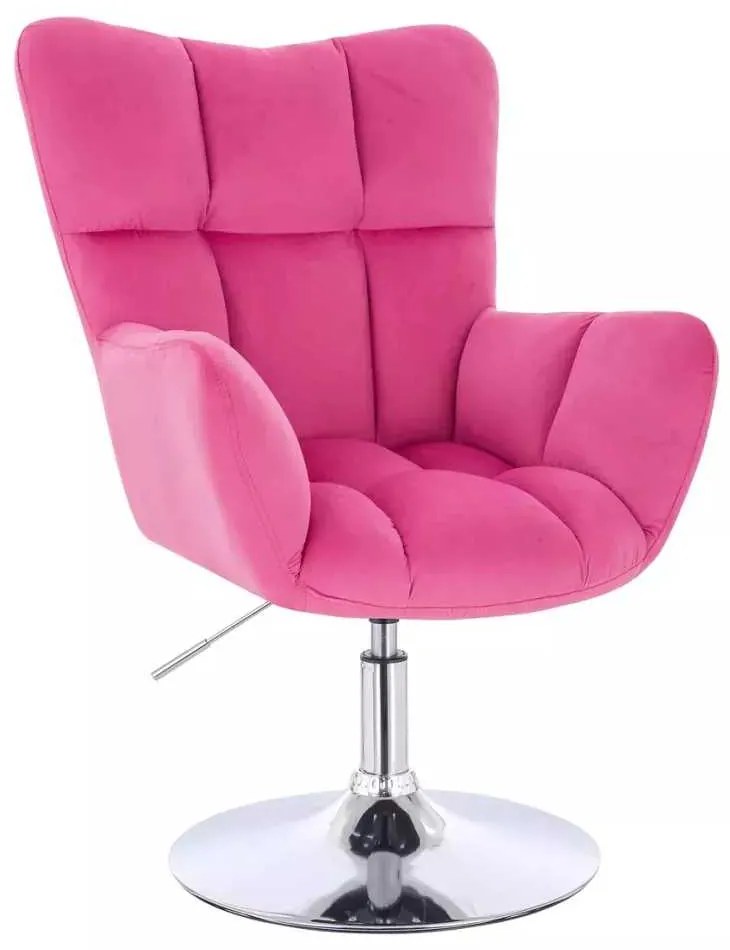 LuxuryForm DESIGN Kreslo AURORA VELUR na striebornom tanieri - tmavo ružové