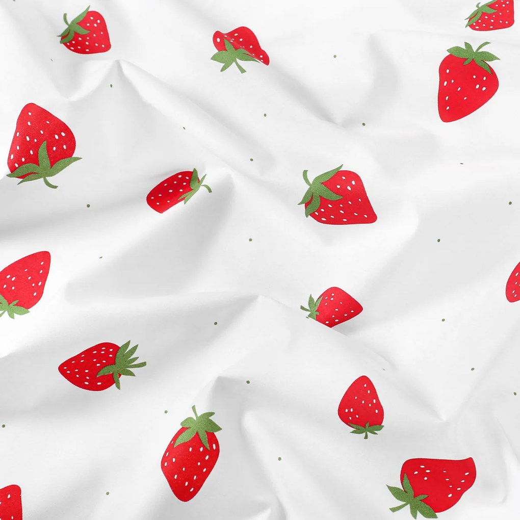 Goldea bavlnené posteľné obliečky duo - svieže jahody s púdrovo ružovou 220 x 200 a 2ks 70 x 90 cm