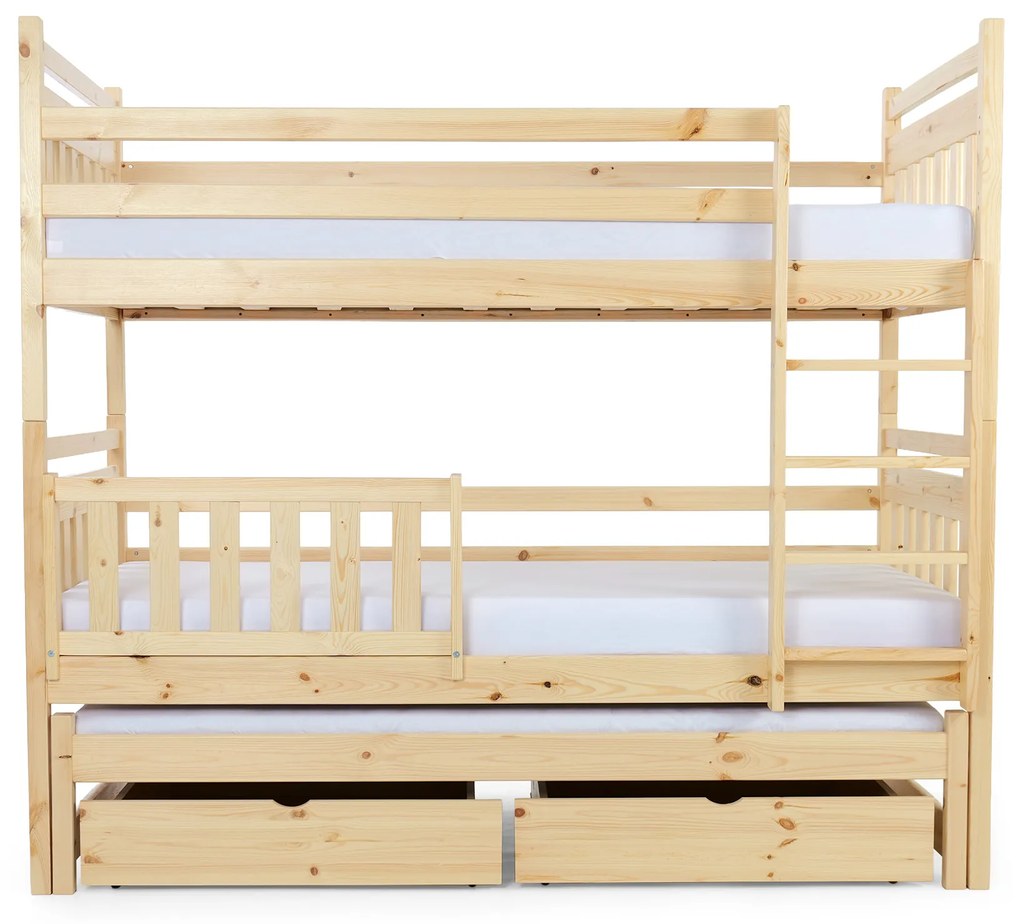 Wilsondo Poschodová posteľ s prístelkou Petra 5 - prírodná Rozmer: 180x80