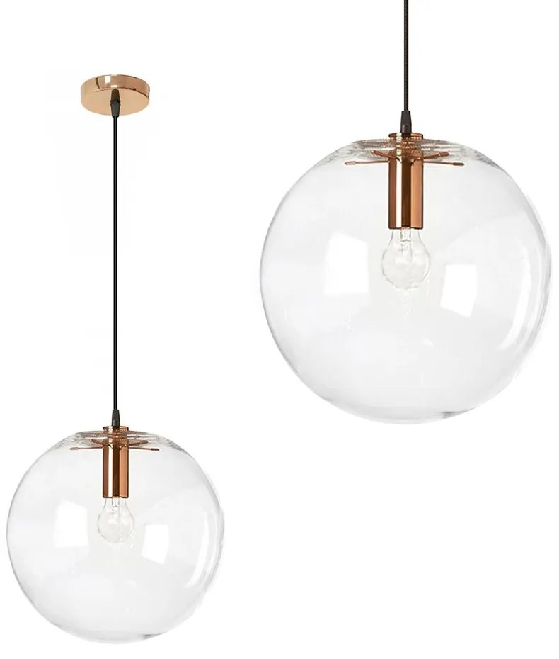 Toolight - Závesné sklenené stropné svietidlo Lassi 25 cm, ružové zlato, OSW-00131