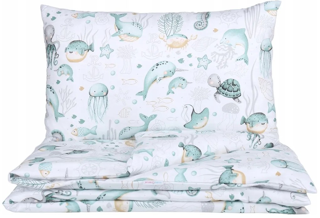 Detské bavlnené obliečky do postieľky 120x90 cm BABYMAM PREMIUM - Morský svet