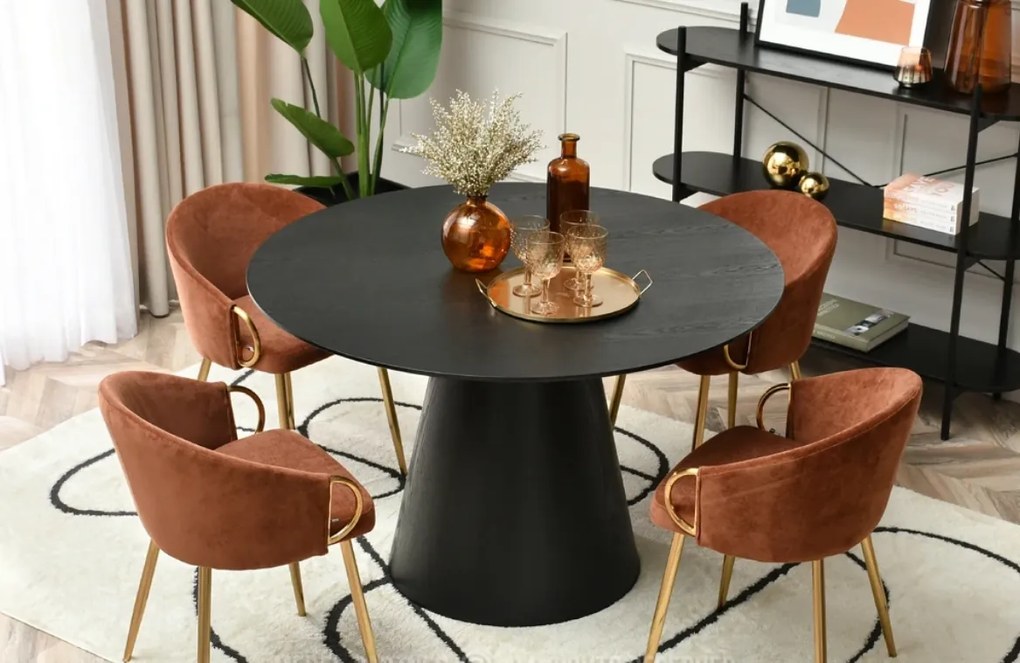 Okrúhly jedálenský stôl EDMONTON čierny dub 120 cm