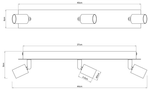 Globo 57998-3B - Bodové svietidlo DREW 3xGU10/35W/230V čierna/mosadz