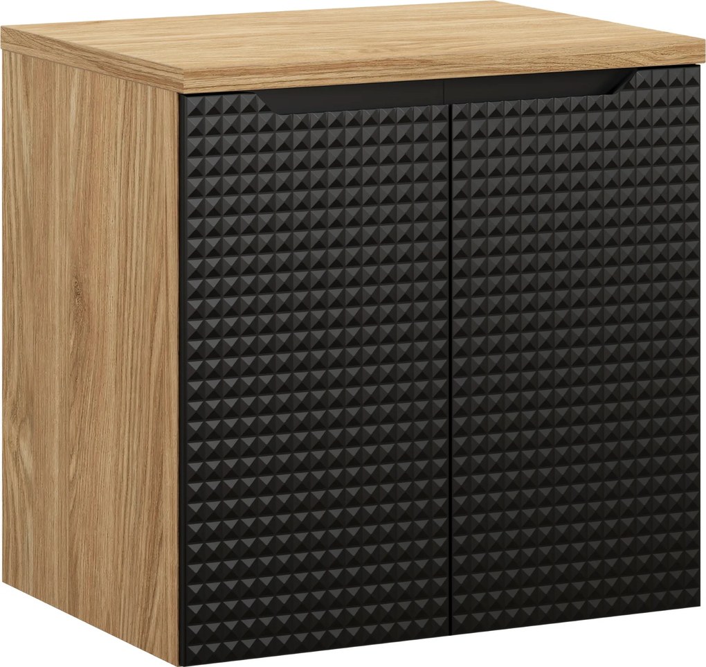 Comad Kúpeľňová skrinka pod doskové umývadlo Luxor Black 60 čierna/dub olejovaný