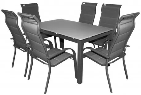 Doppler SALERNO MIAMI sivé - záhradná hliníková sedacia súprava 6+1/stôl 150 x 90