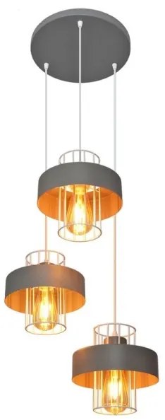 Luster na lanku VOLTA 3xE27/15W/230V pr. 42 cm šedá