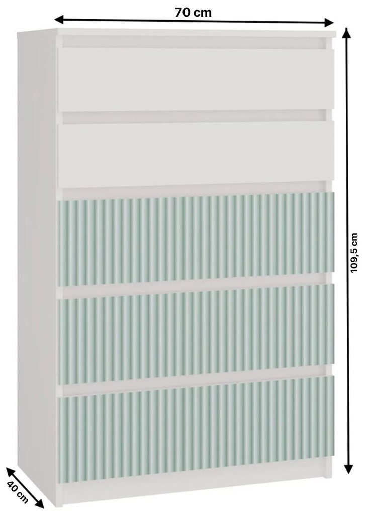 Detská komoda MALWA M5 ARTESO bielo-zelená