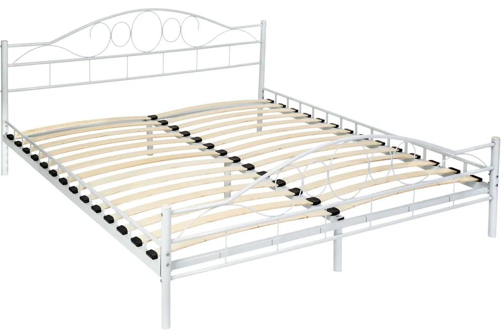tectake 401726 kovová posteľ dvojlôžková romance vrátane lamelových roštov - 200 x 180 cm, biela