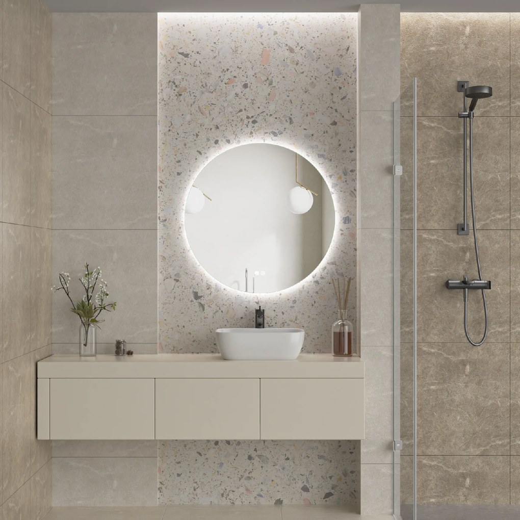Erga Sofia, okrúhle LED zrkadlo 80cm, 1840 lm, 3 farby svetla, ERG-V01-207-8080