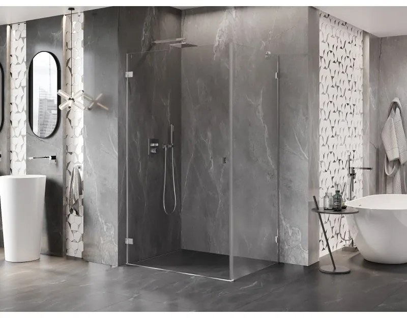 Mexen Lunar-B, výklopný sprchový kút ľavý 100 x 80 cm, 8mm číre sklo, chrómový profil, 832-100-080-01-00-L