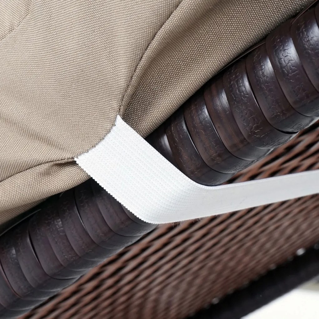 Záhradné lehátko HWC-A51 - krémové vankúše premium 10cm - hnedá