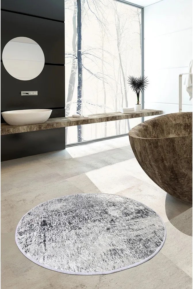 Sivá kúpeľňová predložka ø 100 cm Evidence – Foutastic
