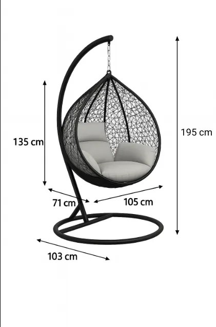 Závěsné houpací křeslo Houseland Luna XL černé