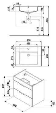 Jika CUBE skrinka s keramickým umývadlom 65 x 44,1 x 62,2 cm biela H4536021763001