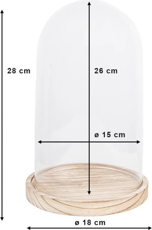 Drevený podnos so skleneným krytom - Ø 18*28 cm