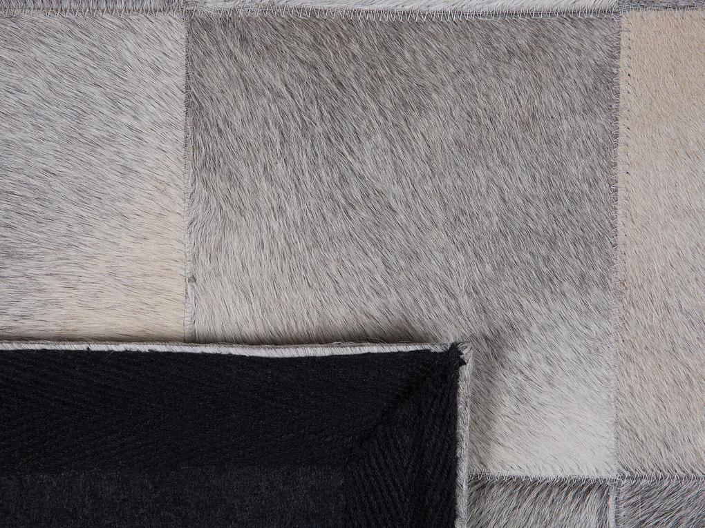 Kožený koberec 160 x 230 cm sivý ALACAM Beliani