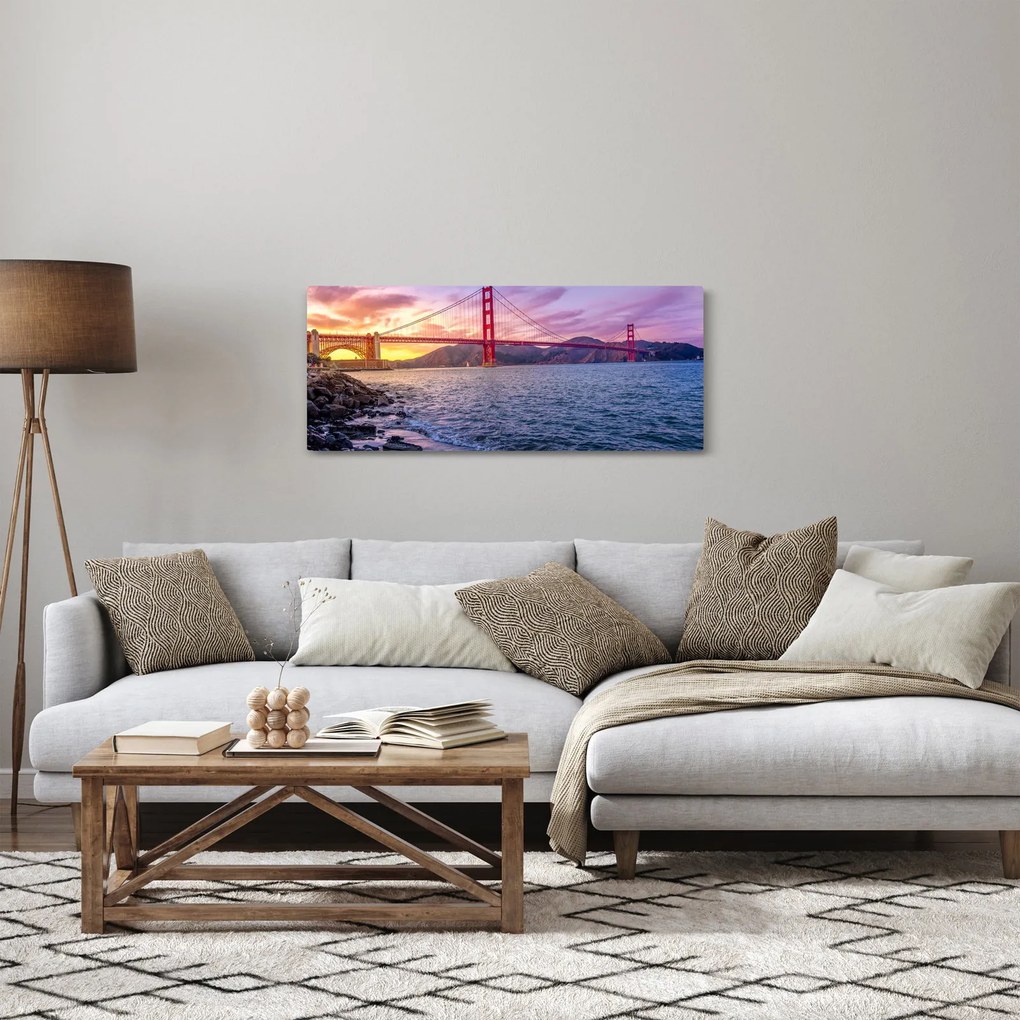 Obraz mosta pri západe slnka (120x50 cm)