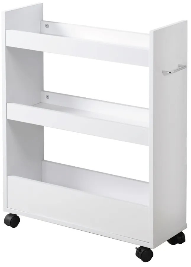 Kesper 24852 Polica do výklenku na kolieskach, biela, 78 x 22 x 60 cm