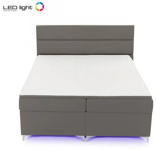 Posteľ Boxspring Amadeus + LED 200x180, šedá (koženka - bao 10)