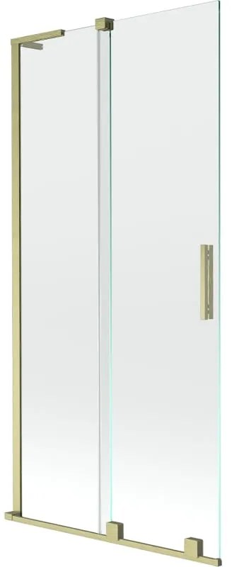 Mexen Velar L, 2-krídlová posuvná vaňová zástena 95 x 150 cm, 8mm číre sklo, zlatý matný profil, 896-095-003-01-55