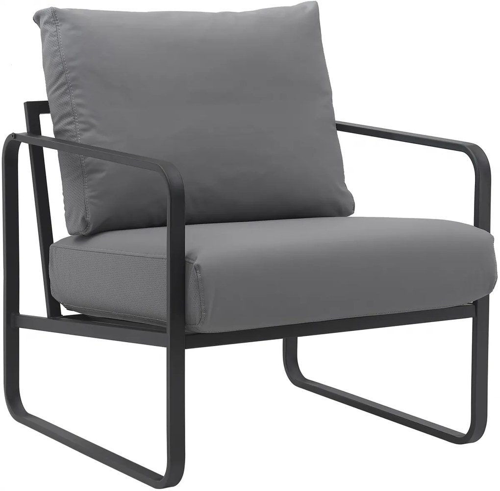 Design-Shop Kreslo Manea - koženka / kov - Sivá