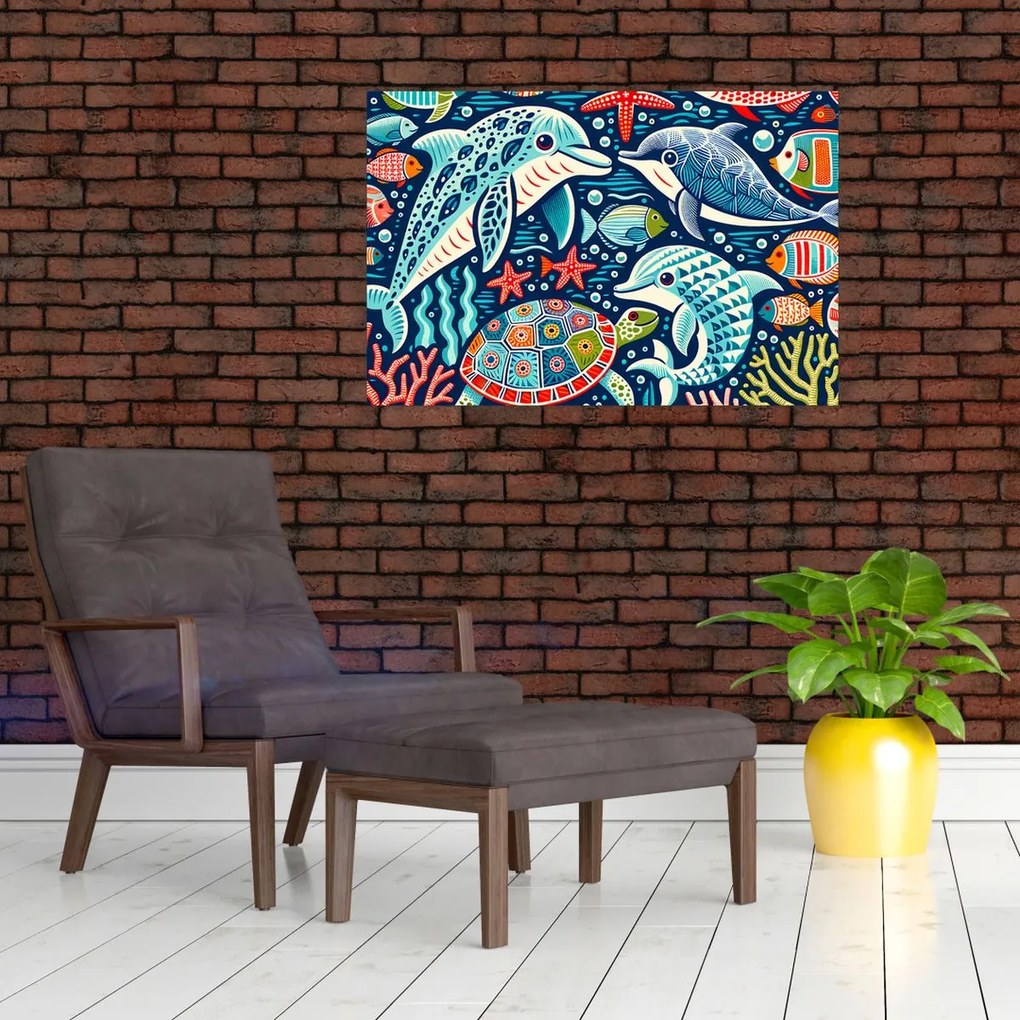 Obraz – Kreslené vodné zvieratká (90x60 cm)