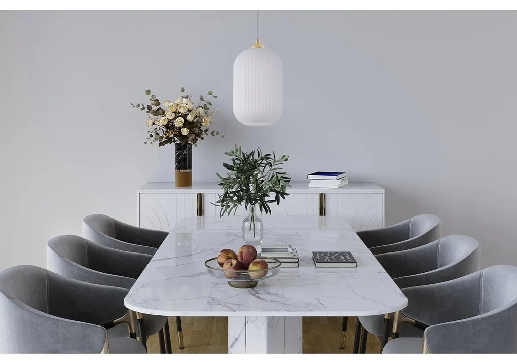 Závesné svietidlo Riffle 4, 1x biele sklenené tienidlo, g