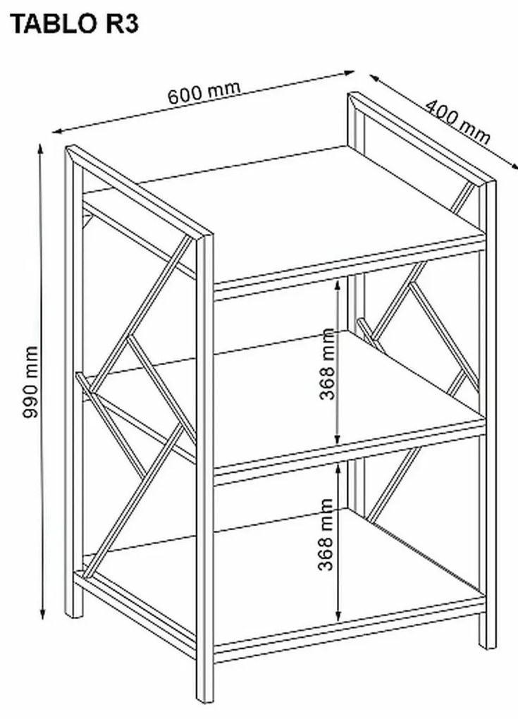 Regál Tablo 03 100 cm dub prírodný/čierny