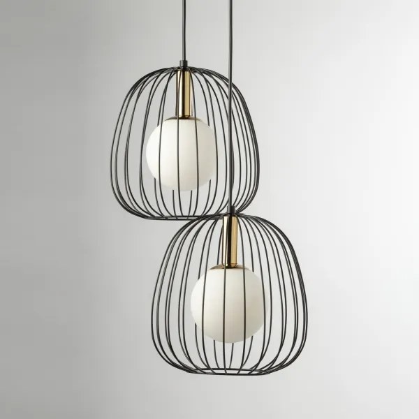 Luster na lanku BELL 2xG9/12W/230V čierna/zlatá