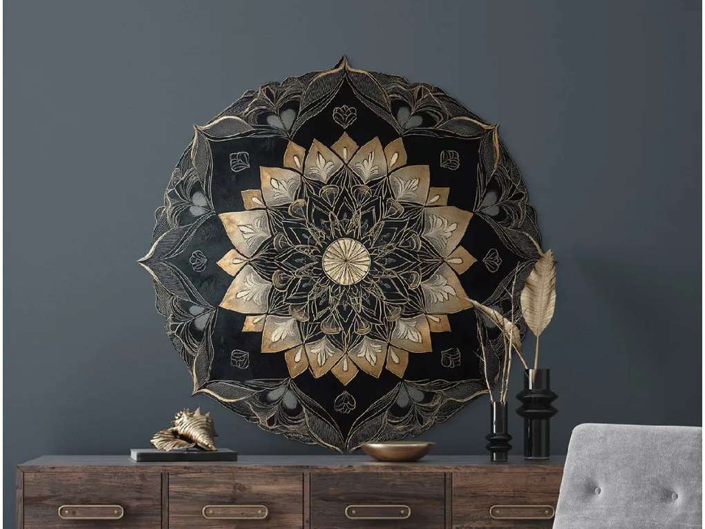 drevko |  Kruhová mandala Zlatá hĺbka  44 x 45 cm