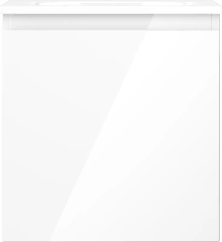 Mexen Orio, kúpeľňová skrinka 45 cm s umývadlom Vela, 1 zásuvka, biela lesklá, 91A10-04547-1-BF00-W23M00