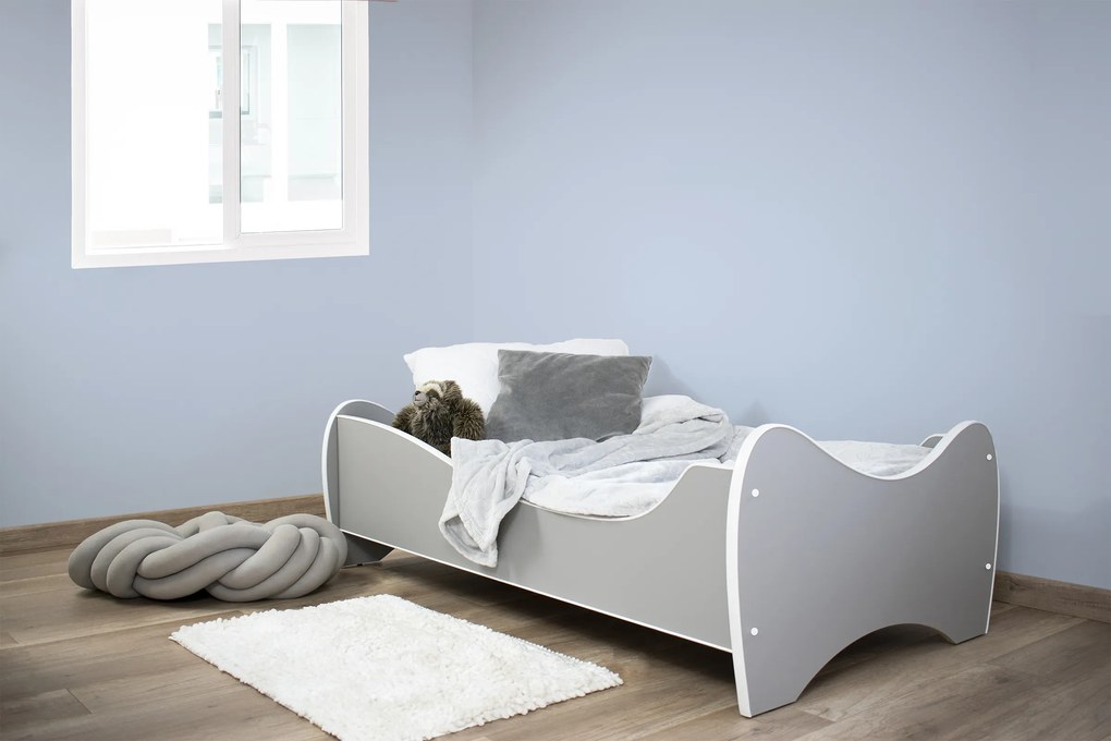 TOP BEDS Detská posteľ MIDI COLOR 140cm x 70cm sivá