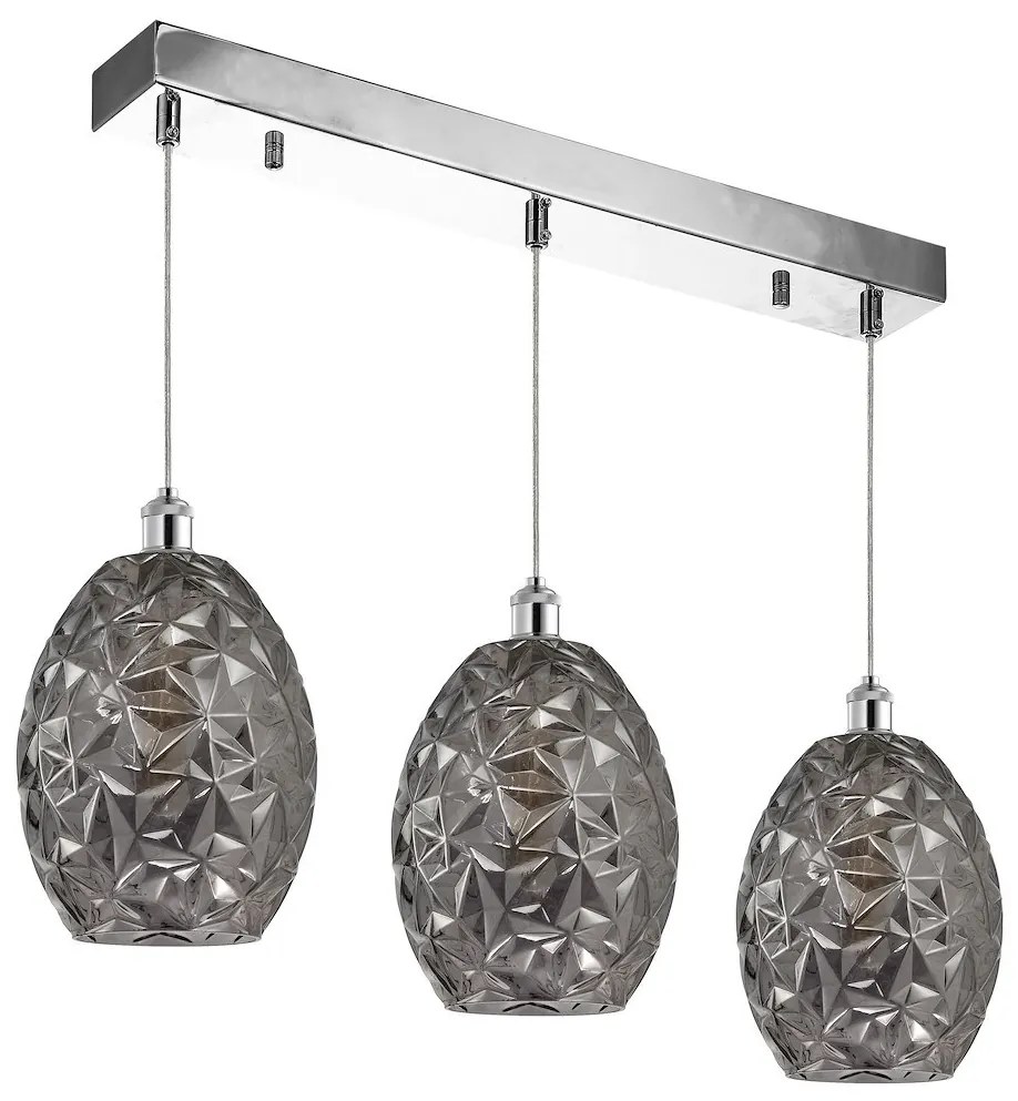 Závesné svietidlo Belize, 3x grafitové sklenené tienidlo, ch