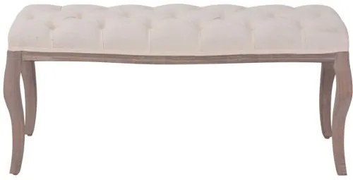vidaXL Drevená lavica s plátnovým čalúnením, 110x38x48 cm, krémovo- biela-