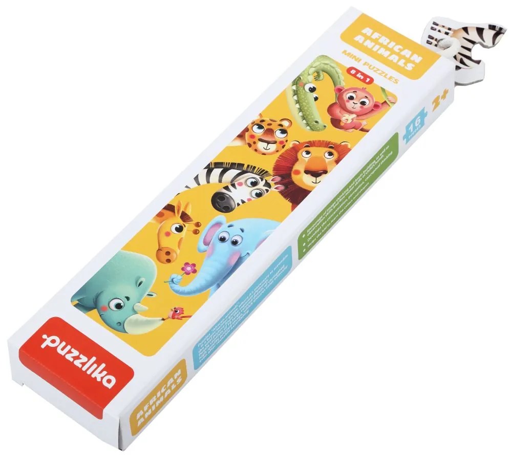 Puzzlika 14774 Africké zvieratá - vzdelávacie puzzle s 8 zvieratami - 16 dielikov