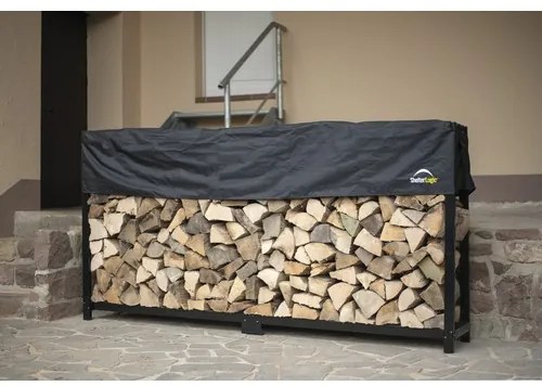 Stojan na drevo ShelterLogic 239 x 36,3 x 118,9 cm oceľový čierny s plachtou