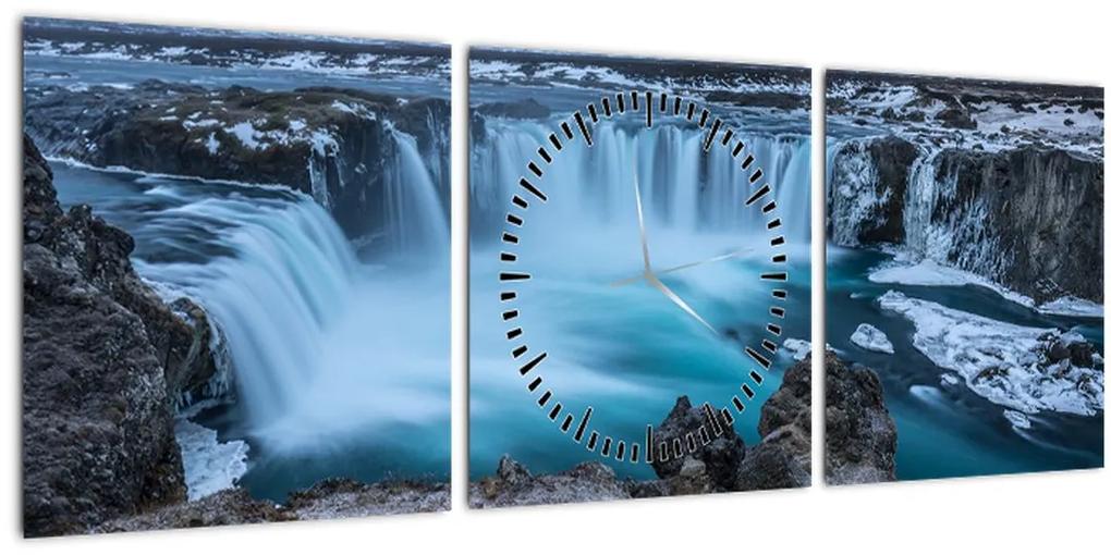 Obraz - Výhľad na vodopády (s hodinami) (90x30 cm)