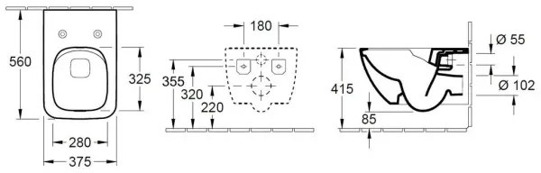 Villeroy & Boch 4611RSR1 -Závesné WC s WC sedátkom SoftClose VENTICELLO keramika/biela