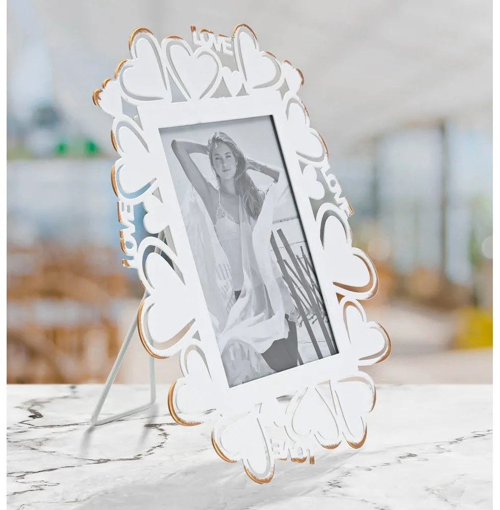 Biely kovový rámček na fotky Mauro Ferretti, 25 x 27,7 cm