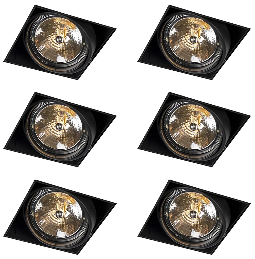Sada 6 zapustených bodových svetiel čierna AR111 naklápateľné a otočné bezrámové - Oneon