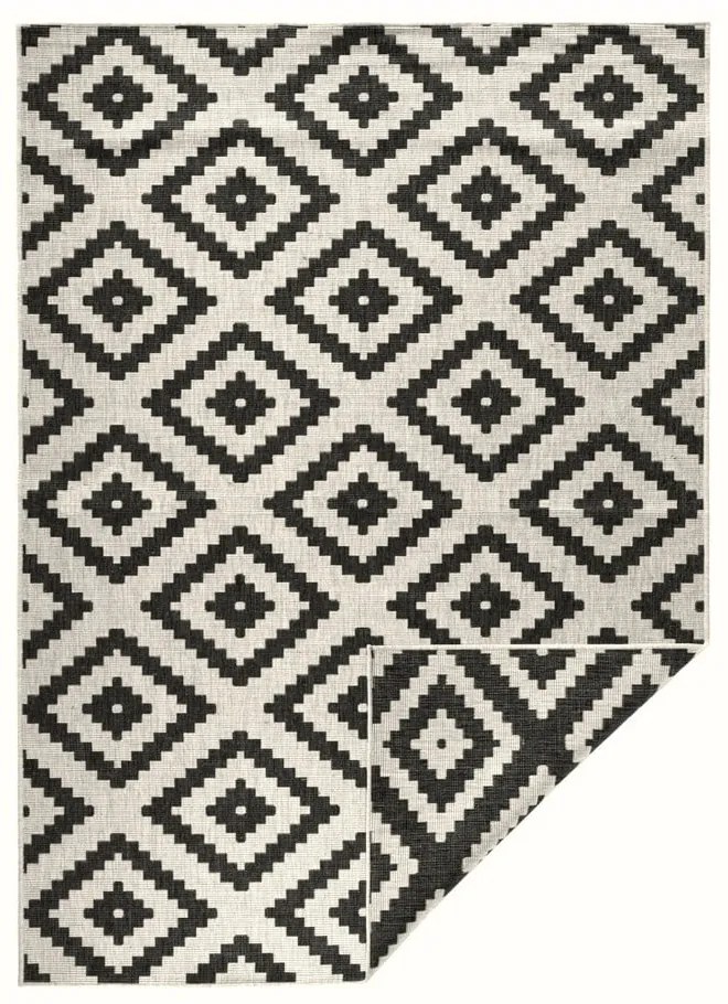 Čierno-krémový vonkajší koberec NORTHRUGS Malta, 120 x 170 cm